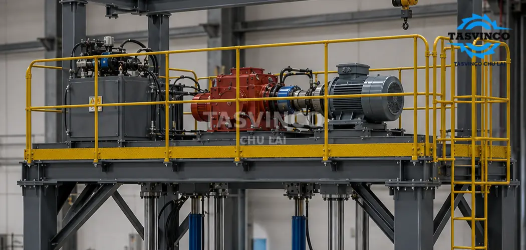 Cận cảnh cụm truyền động và sàn thao tác