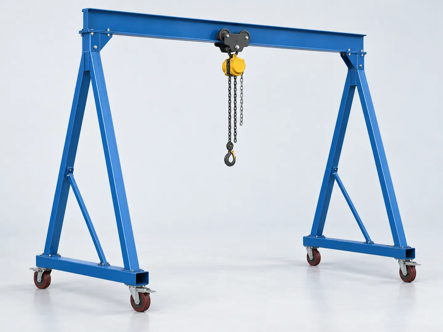 Cổng trục chữ A di động với pa lăng và bánh xe